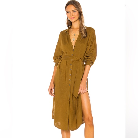 l*space Dresses & Skirts - L Space Barcelona Shirtdress olive drab